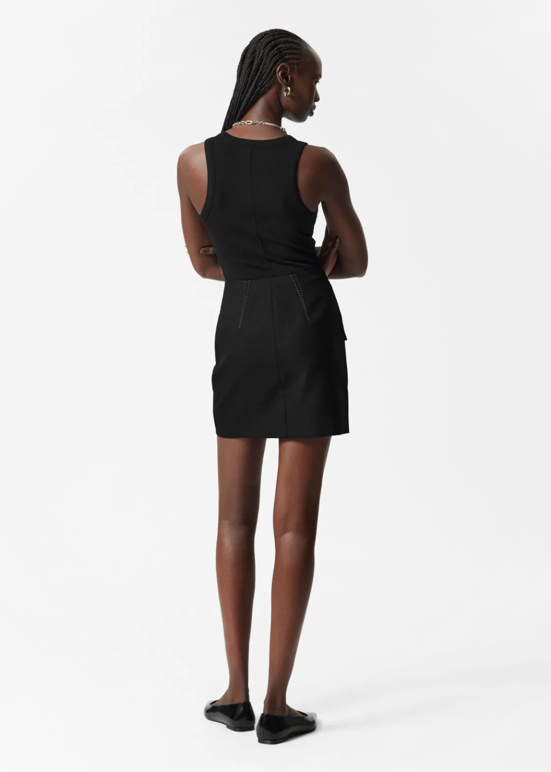 Buttoned Wool-Blend Mini Skirt