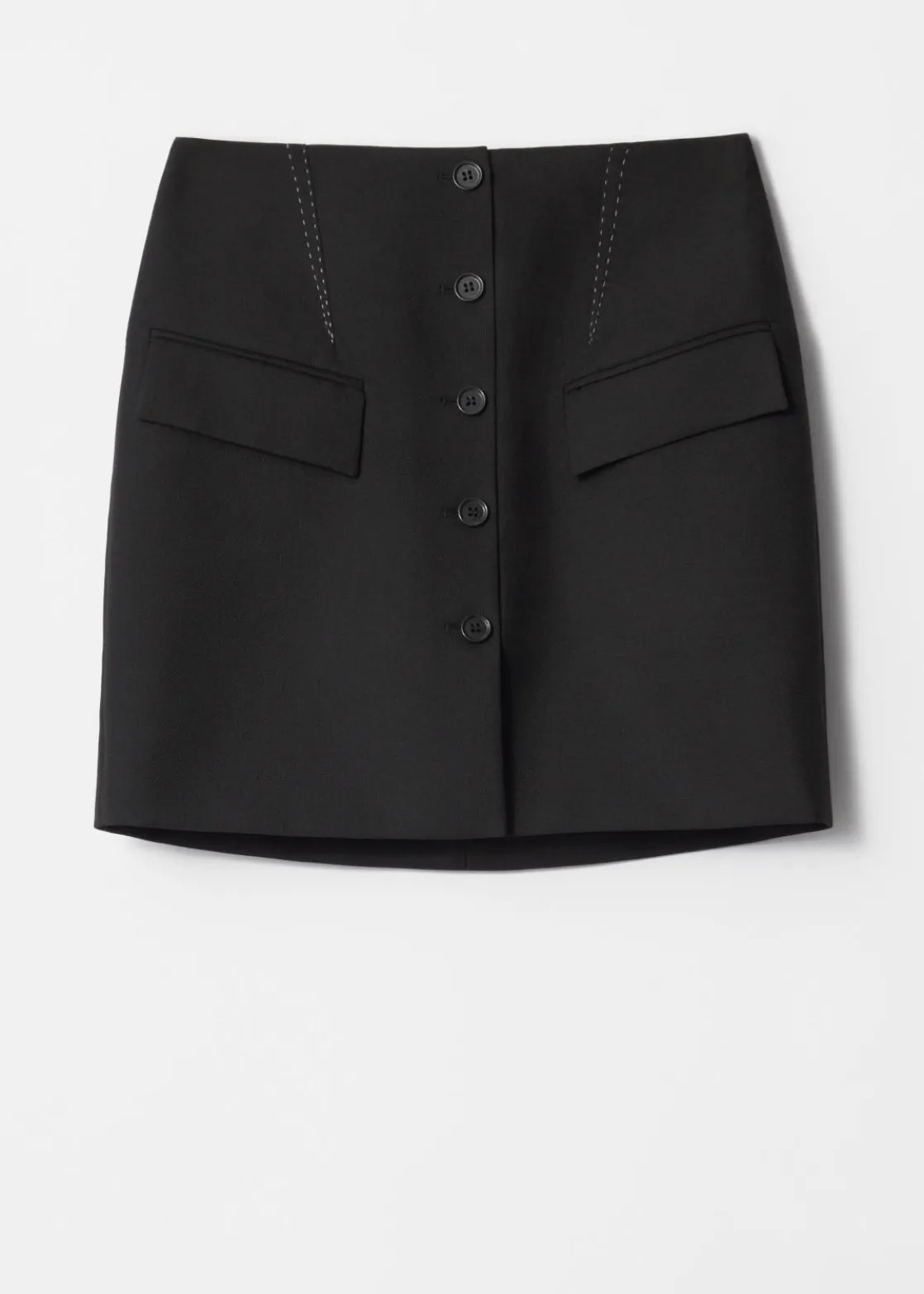 Buttoned Wool-Blend Mini Skirt