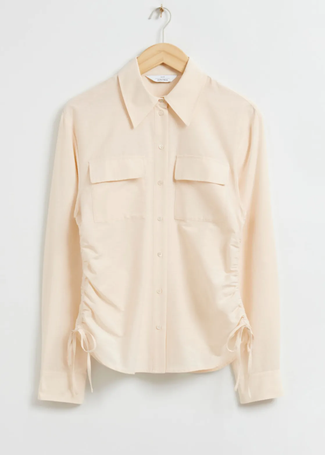 Silk Blend Gathered Drawstring Shirt