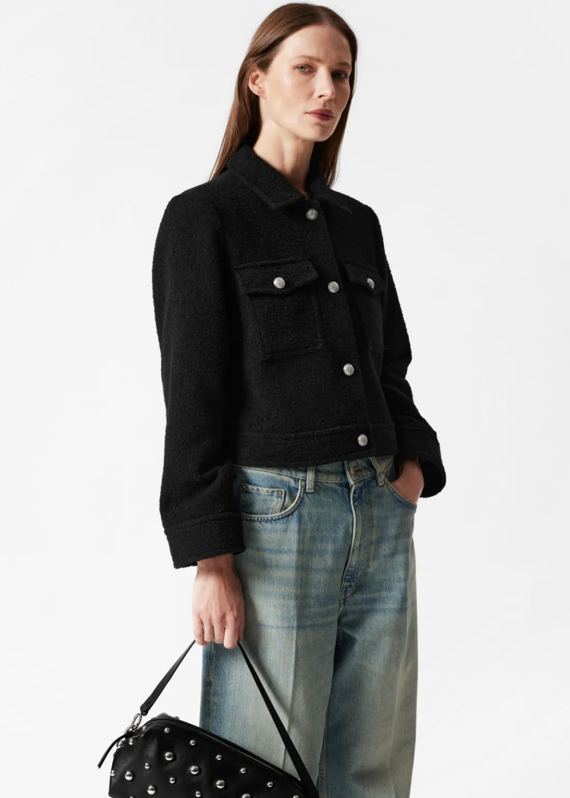 Buttoned Bouclé Jacket