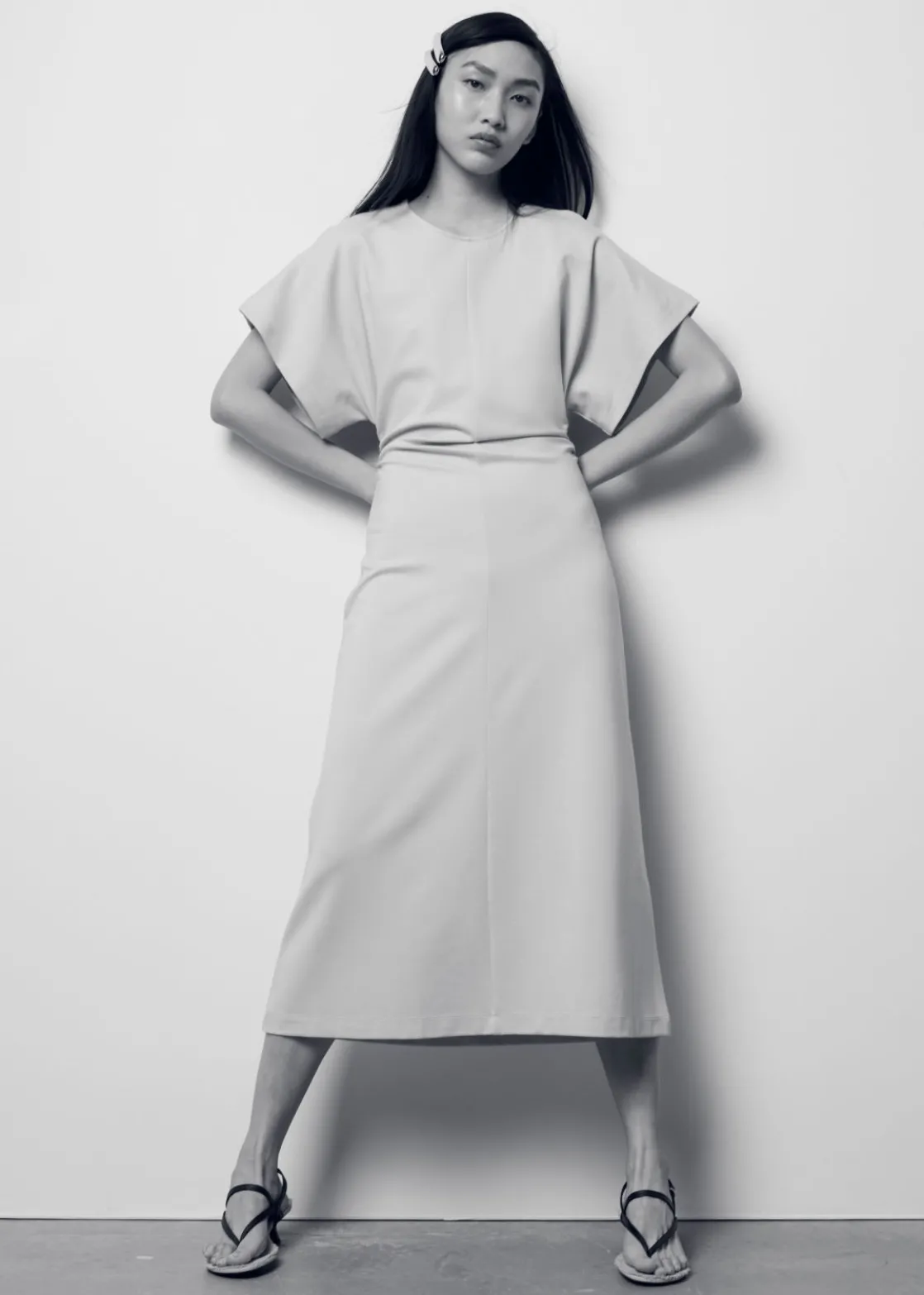 Flutter-Sleeve Midi Dress