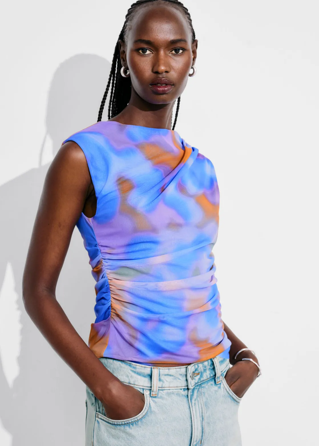 Draped Printed Top