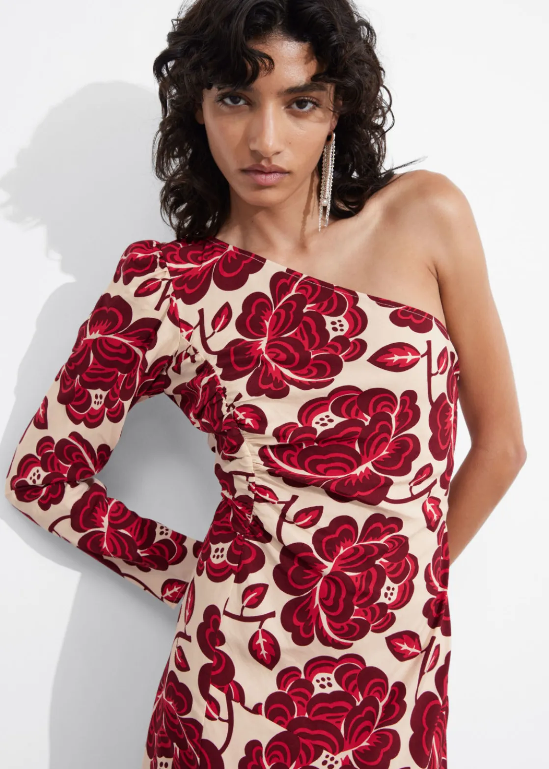 Asymmetric One-Shoulder Midi Dress