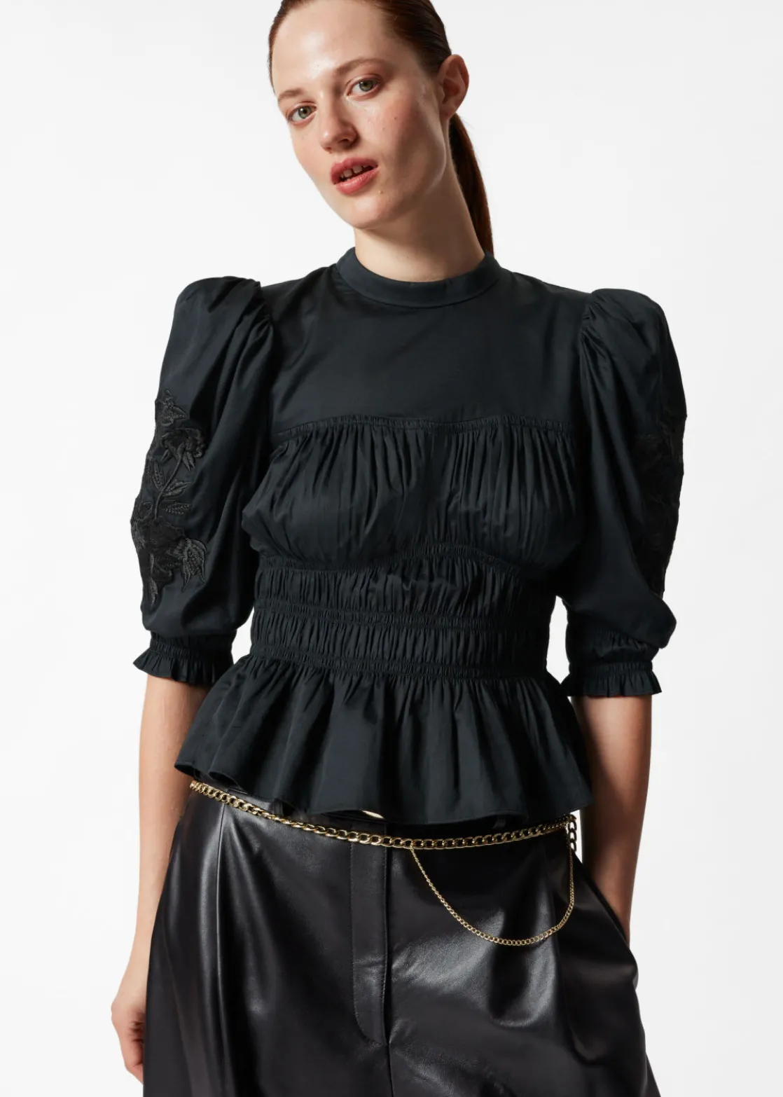 Puff Sleeve Peplum Blouse