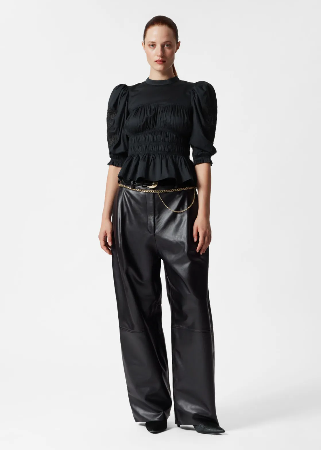 Puff Sleeve Peplum Blouse