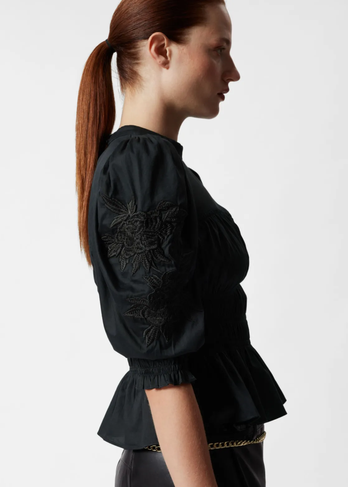 Puff Sleeve Peplum Blouse