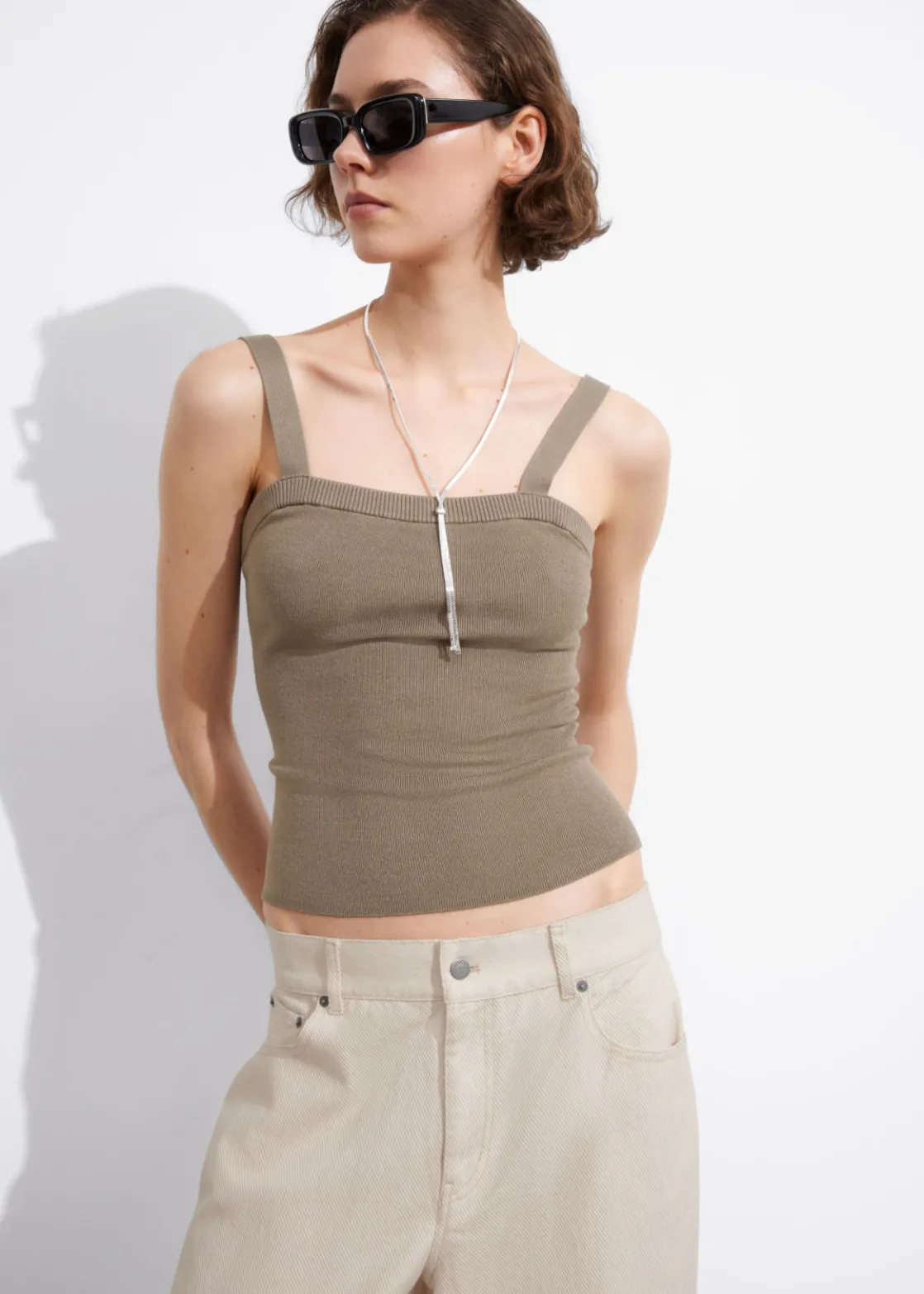 Square-Neck Knit Top