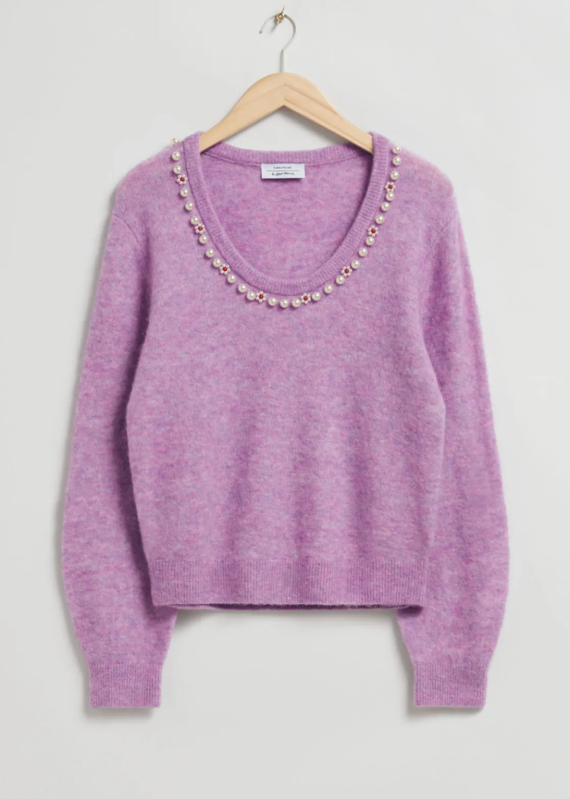 Pearl-Beaded Knit Sweater
