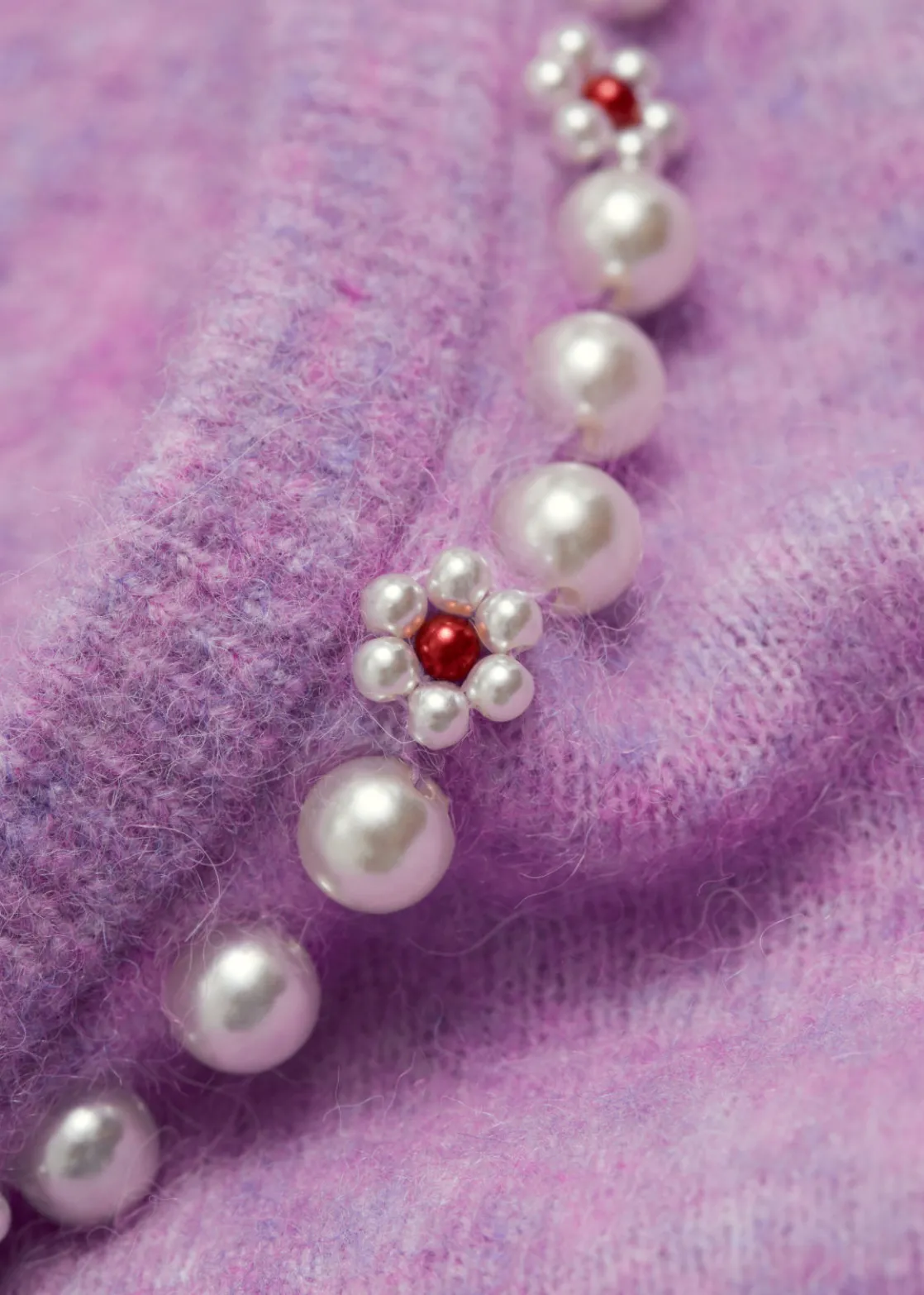 Pearl-Beaded Knit Sweater