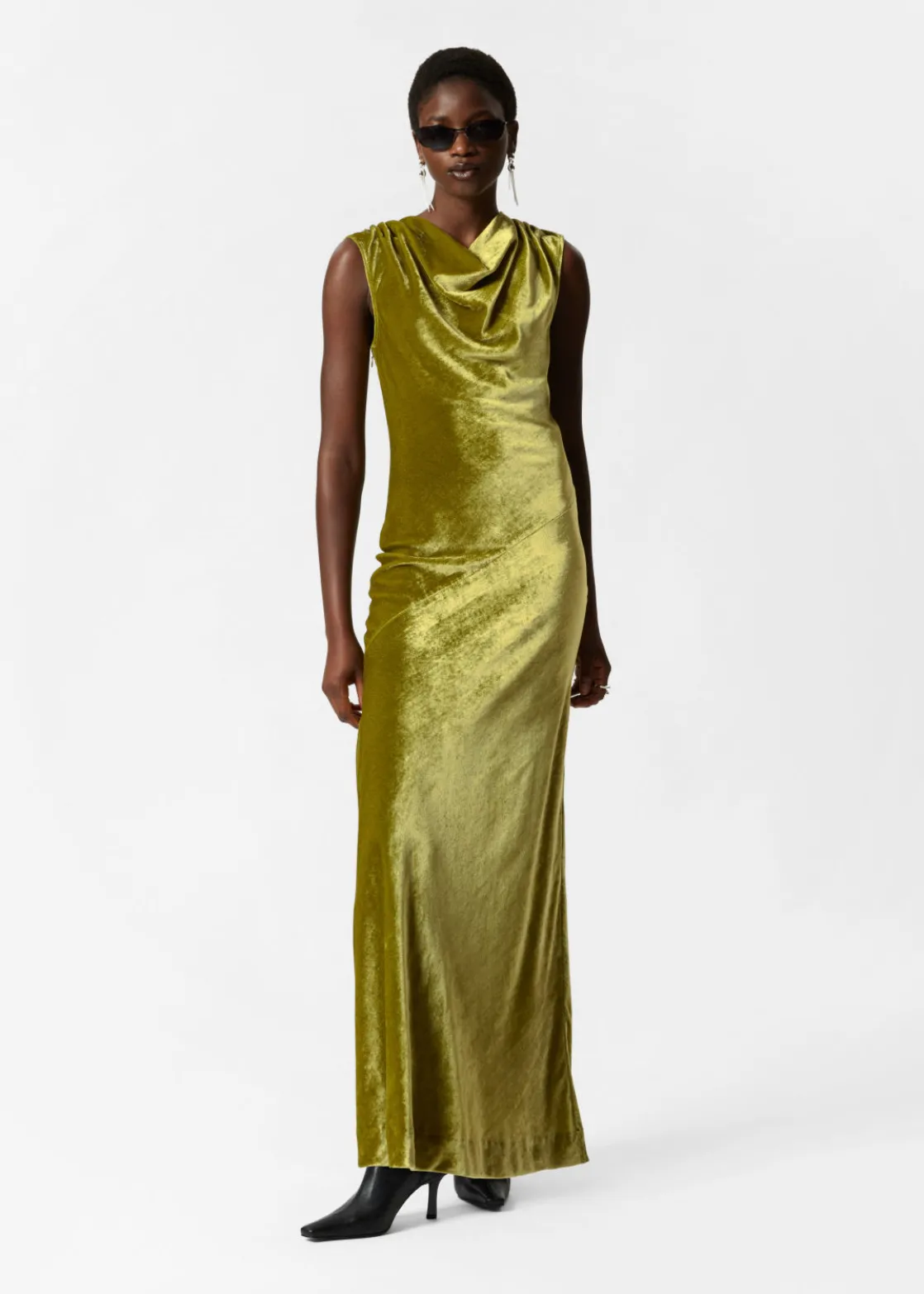 Draped Velvet Maxi Dress