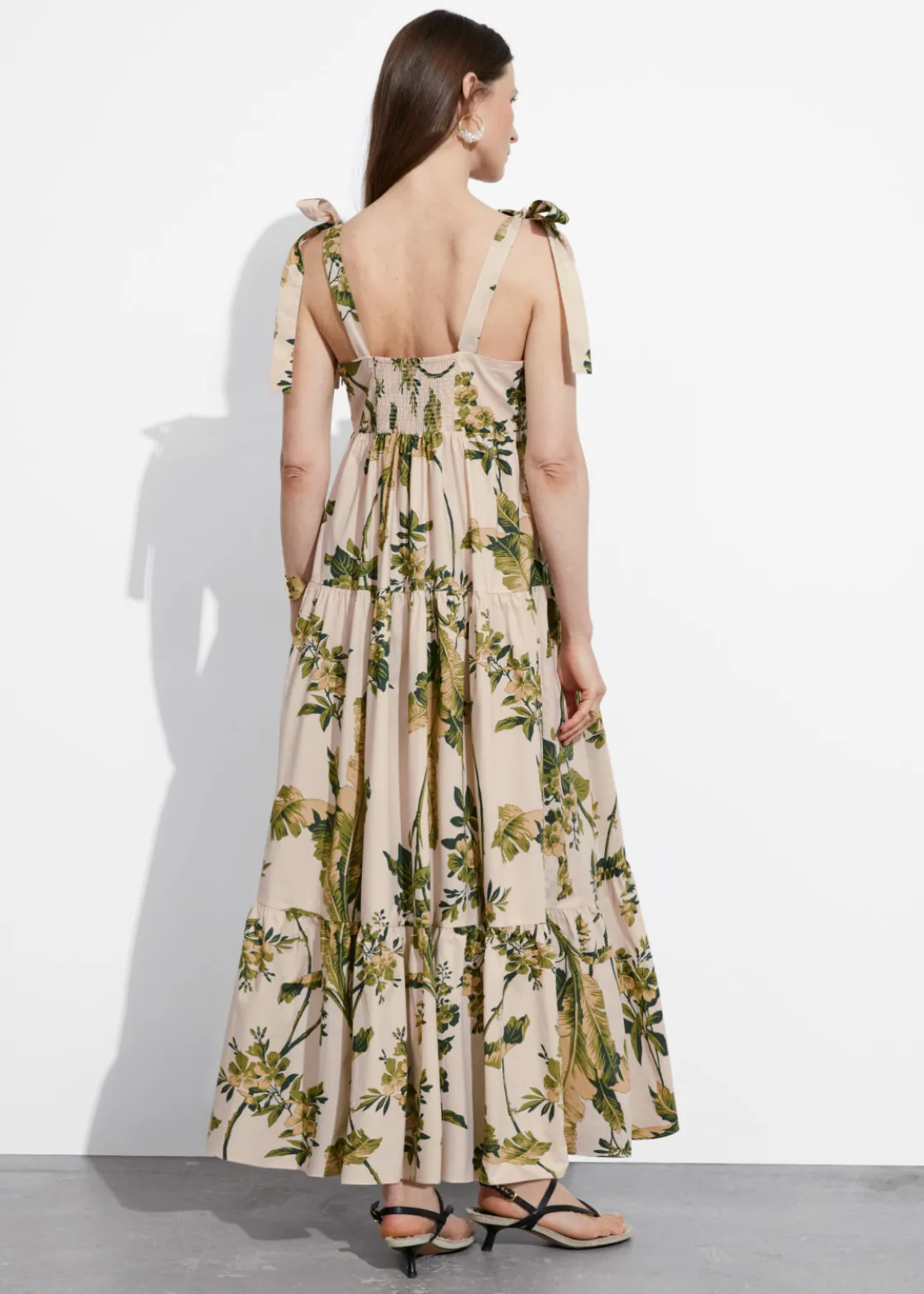 Tiered Tie-Strap Midi Dress