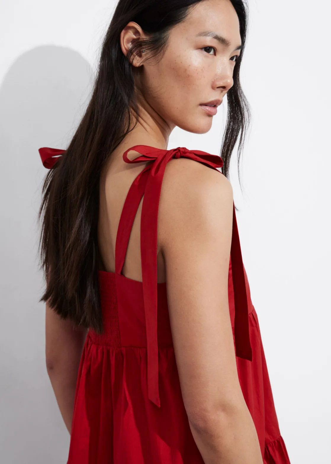 Tiered Tie-Strap Midi Dress