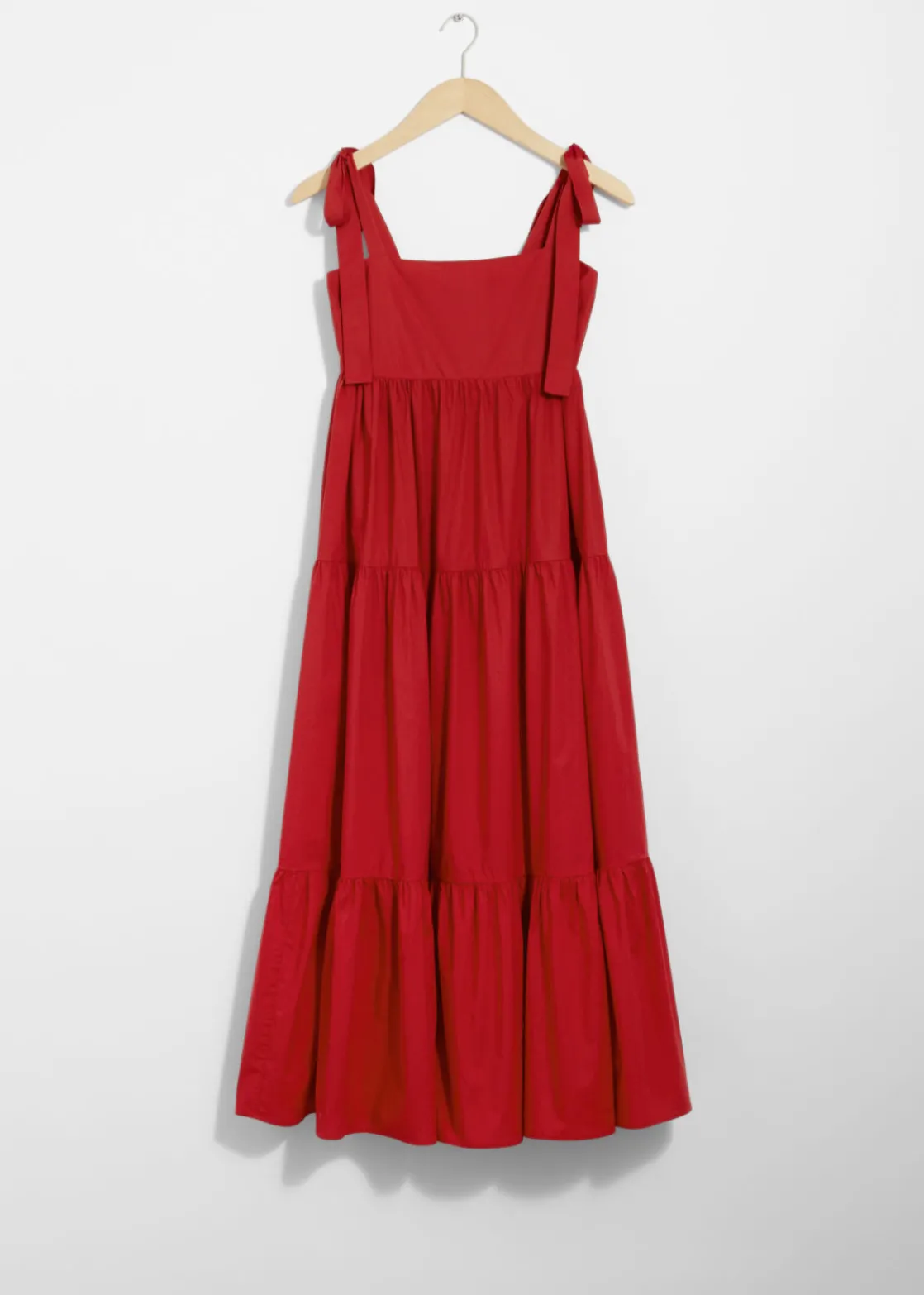 Tiered Tie-Strap Midi Dress